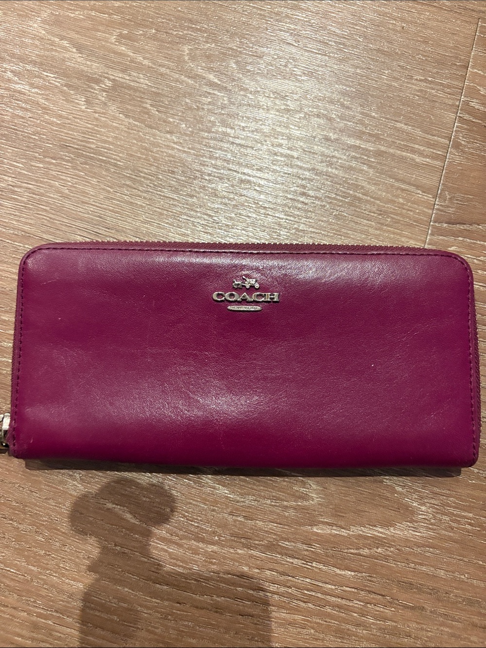 Coach Zip-Around Wallet in Deep Fuchsia